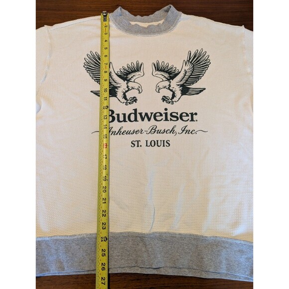 Pacsun X Budweiserb Women's Cream and Grey Waffle Sweatshirt Size Medium - Picture 6 of 7